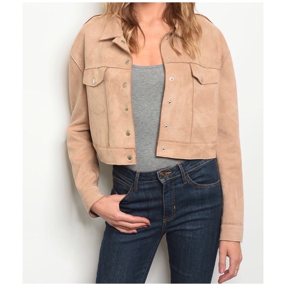 ❄️TAUPE SUEDE CROPPED JACKET - Picture 2 of 9